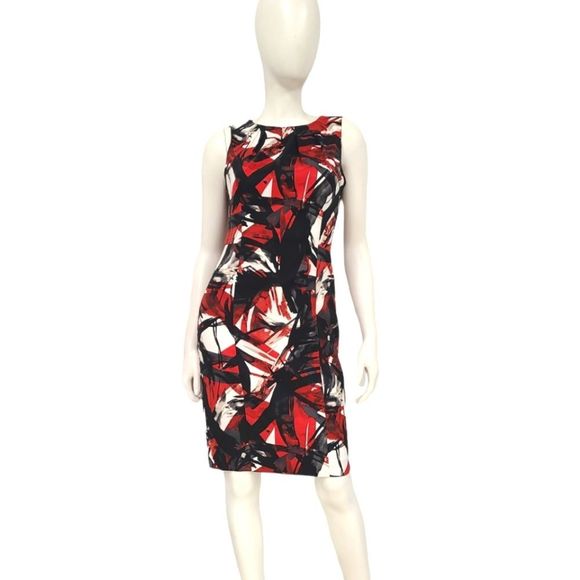 Michael Kors Red and Black Mod Print Shift Dress size 4 - Picture 3 of 8